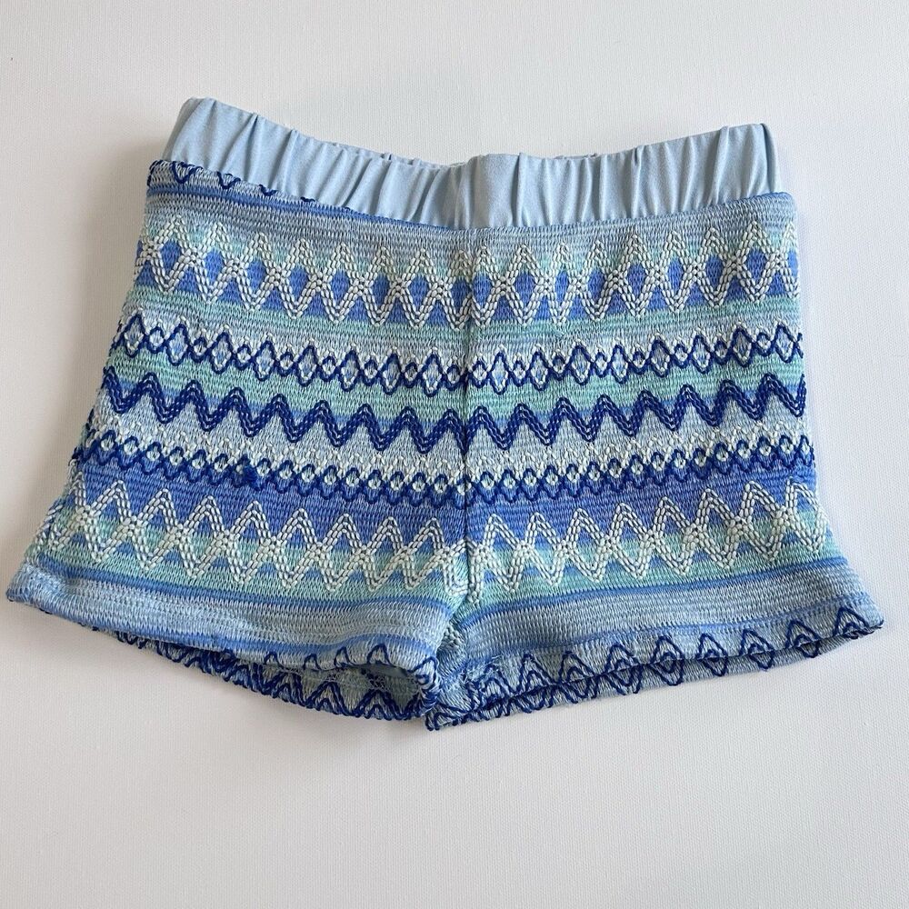 btween Knit Sweater Shorts Girls Blue Boho Coastal Elastic Waist Lounge Size 5